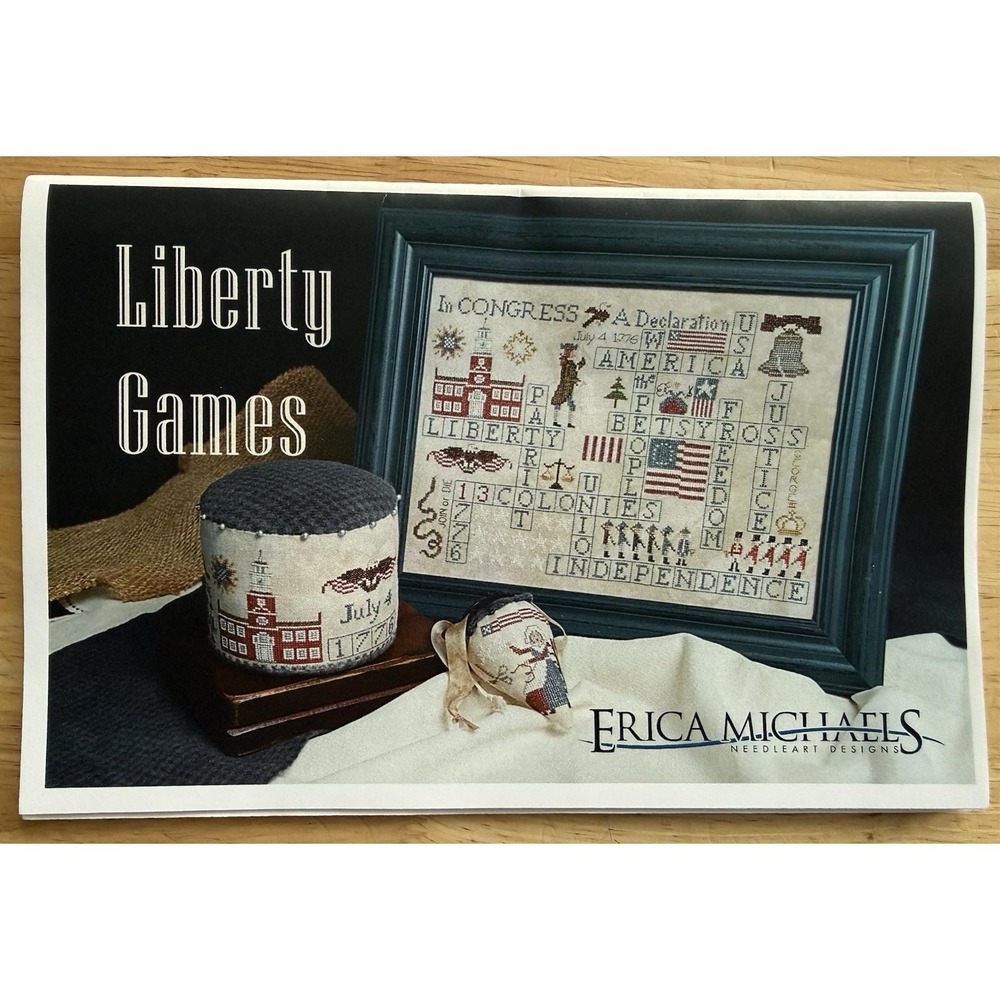 Liberty Games Cross Stitch Sampler, Drum & Berry Patterns By Erica Michaels
